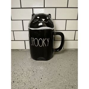 Rae Dunn Spooky Black Cat Mug With Lid New